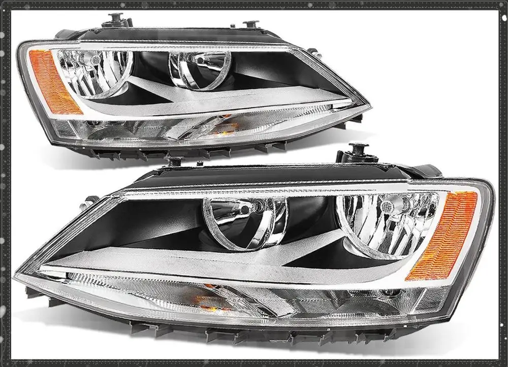 

Sulinso 2pcs Replacement for VW Jetta 4-Door MK6/A6 Pair of Chrome Housing Amber Corner Headlight Lamp