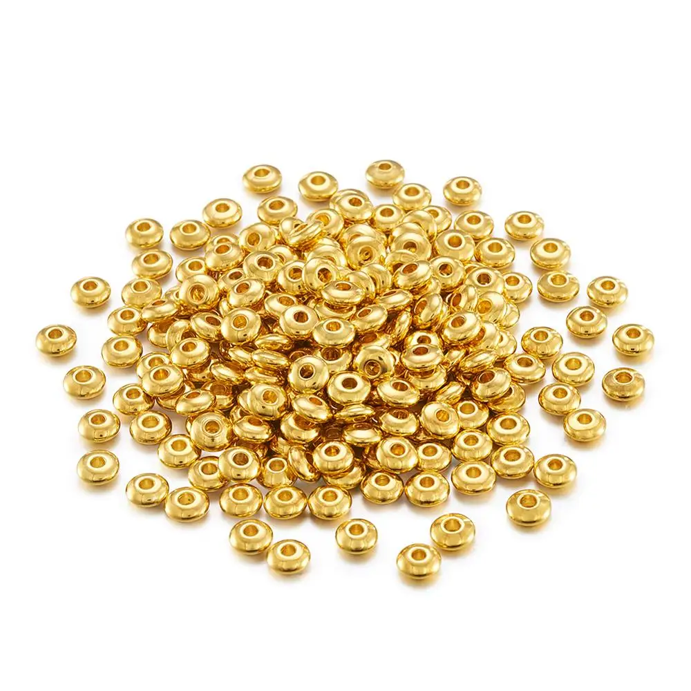 500pcs 5x2mm Brass Golden Abacus Bead Loose Spacers Beads for Jewelry Making DIY Bracelets Necklaces Accessories Hole: 1~1.5mm