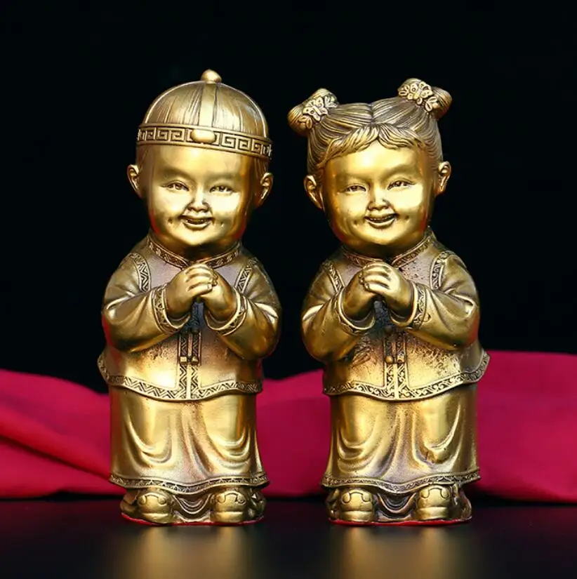 

Seiko brass Golden boy and jade girl household decoration crafts statue A pair