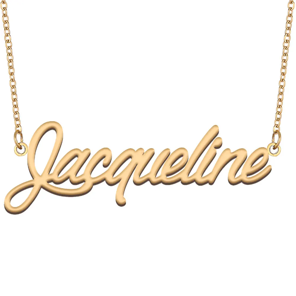 Jacqueline Name Necklace Personalized Women Stainless Steel Jewelry Gold Plated Nameplate Pendant Femme Mothers Girlfriend Gift