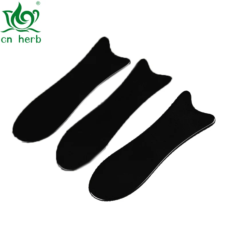 CN Herb Natural Black Water Horns Fish-shaped Scraping Board Face Beauty Body Limbs Massage Scraping Tablets