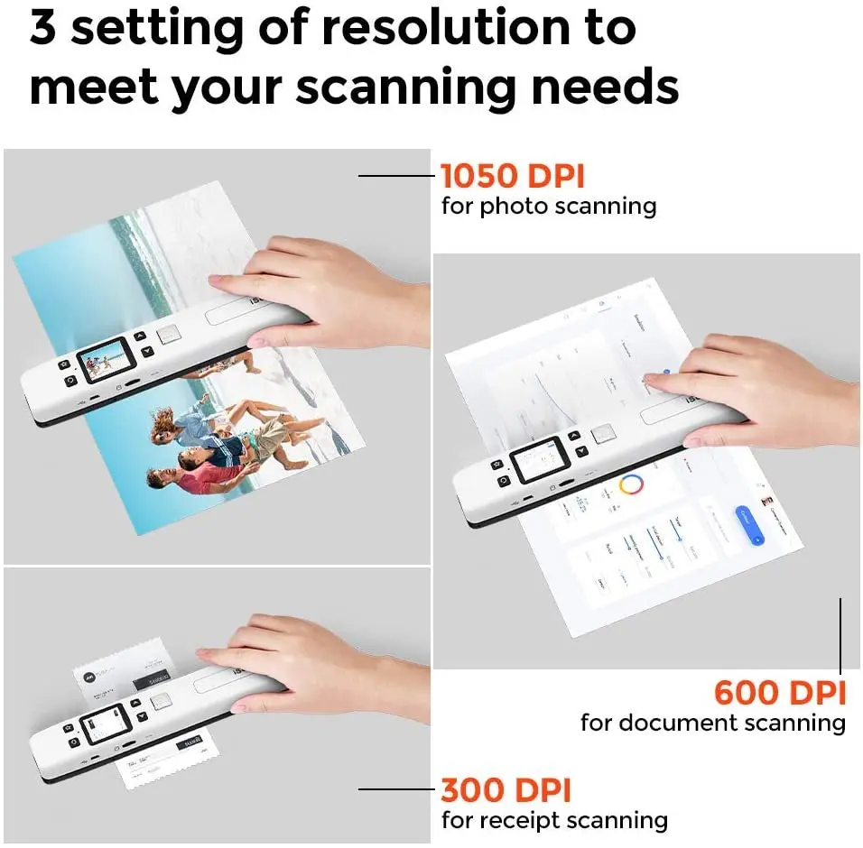 Imagem -03 - Mini Iscan Portátil 1050dpi Wand Documento Imagens Varredor a4 Tamanho Jpg Pdf Formate Wifi Display Lcd para Negócios Reciepts Livros