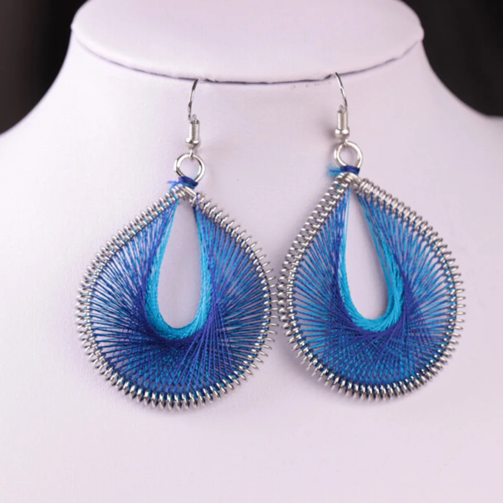 8SEASONS Boho Handmade Wire Wrapped Earrings Silver Color Water Drop Fashion Women Jewelry 70mm(2 6/8