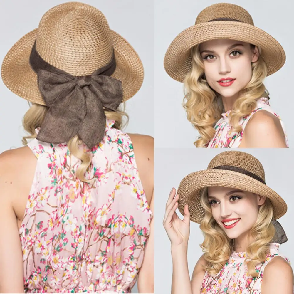 Summer Sun Hats for Women Breathable Large Brim Foldable Straw Hat Sun Caps Outdoor Sun Bucket Hats chapeau femme