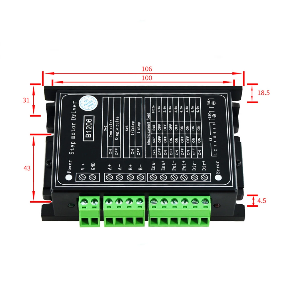 Imagem -03 - Driver B1206 de Passo Metade de Passo Driver Fases Voltagem de Alimentação do Motor de Passo de 42 57 86 6a 120v