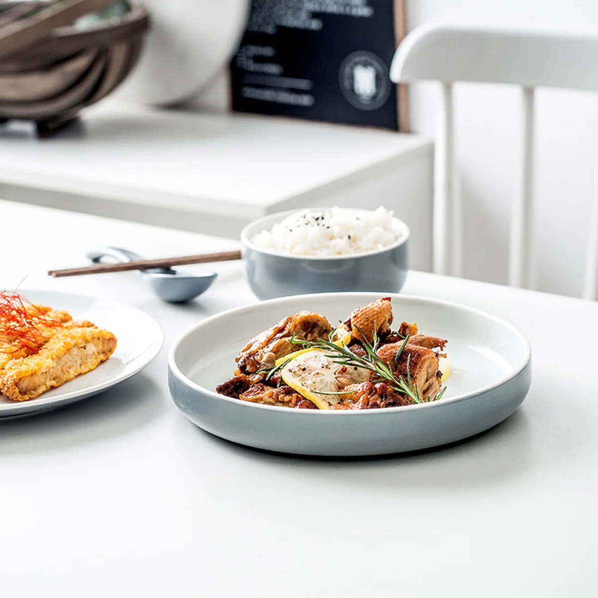 Ceramic plate dishware home Nordic tableware creative simple ins salad bowl and combination set china dinnerware