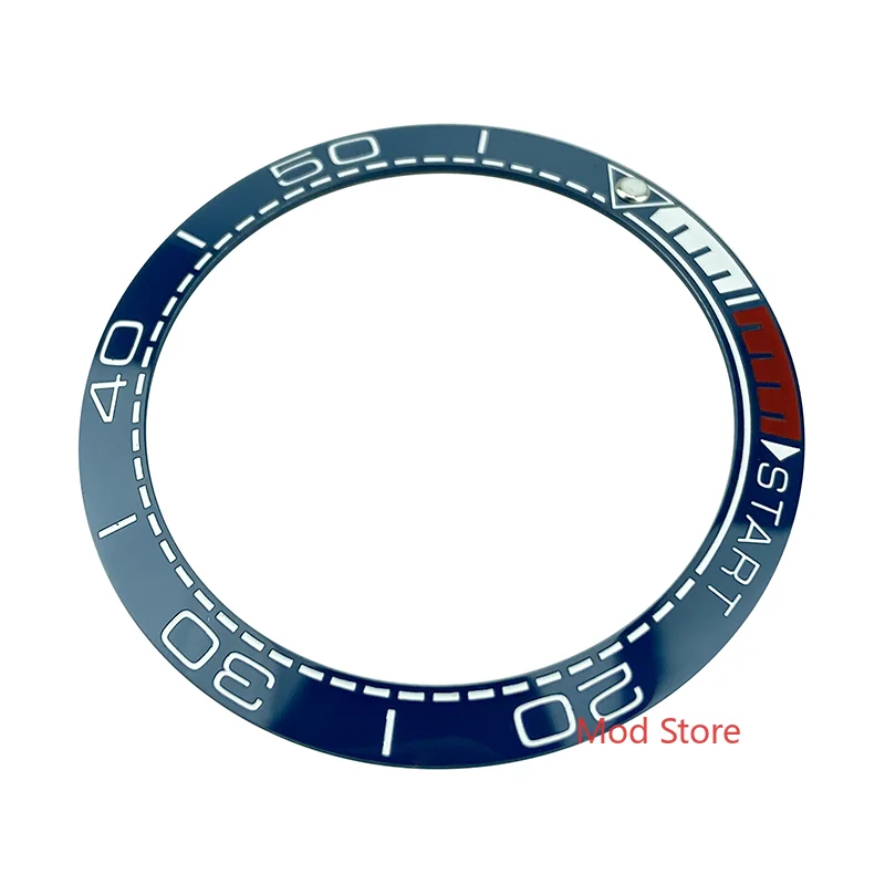 HQ 38mm Blue White Printing Ceramic Bezel Insert Fit Sea Master SKX Americas Cup Watches Replace Accessories Luminous Pip