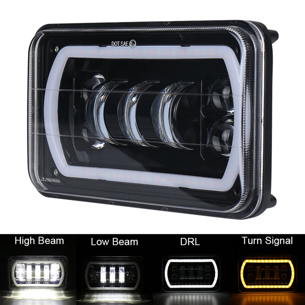 POVTOR 1pcs LED Light Sealed Beam Headlamp with White DRL Yellow