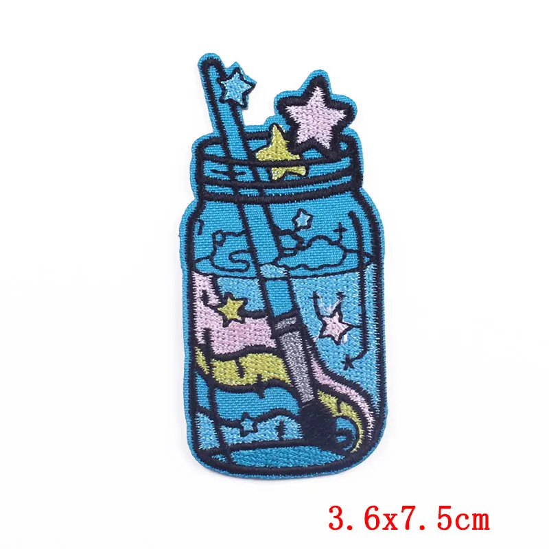 Cute Bottle Patch Milk Drink Iron On Embroidered Patches On Kids Clothes Applique DIY Cartoon Cup Patches For Clothing Stickers