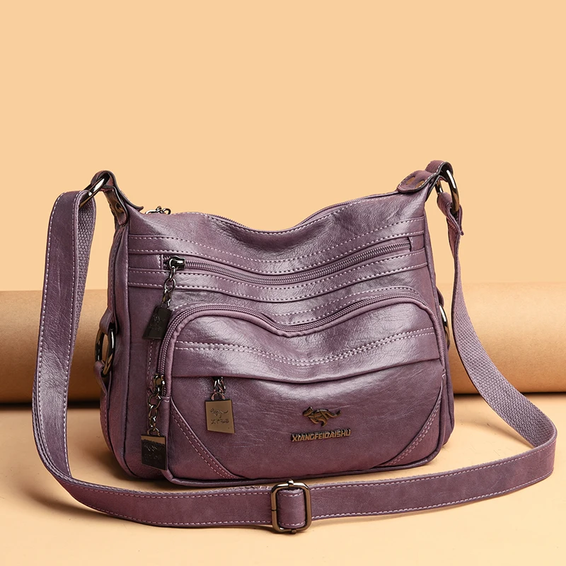 Sacs à bandoulière en cuir souple pour femmes, sacoche classique multicouche de bonne qualité, sac à main et bourse de luxe de styliste