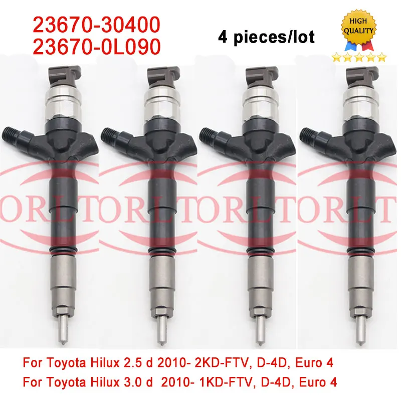 

4 pcs/lot 23670 30400 Common Rail Diesel Fuel Injector 23670-0L090 23670-30400 23670-09350 23670-39365 For Toyota Hilux