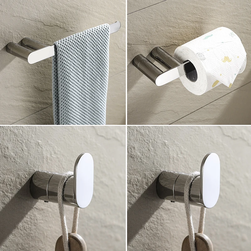 

Hight Quality Bathroom Accessories Stainless Steel Polish Round Toilet Brush Holder Toilet Paper Holder Towel Rack & Hook