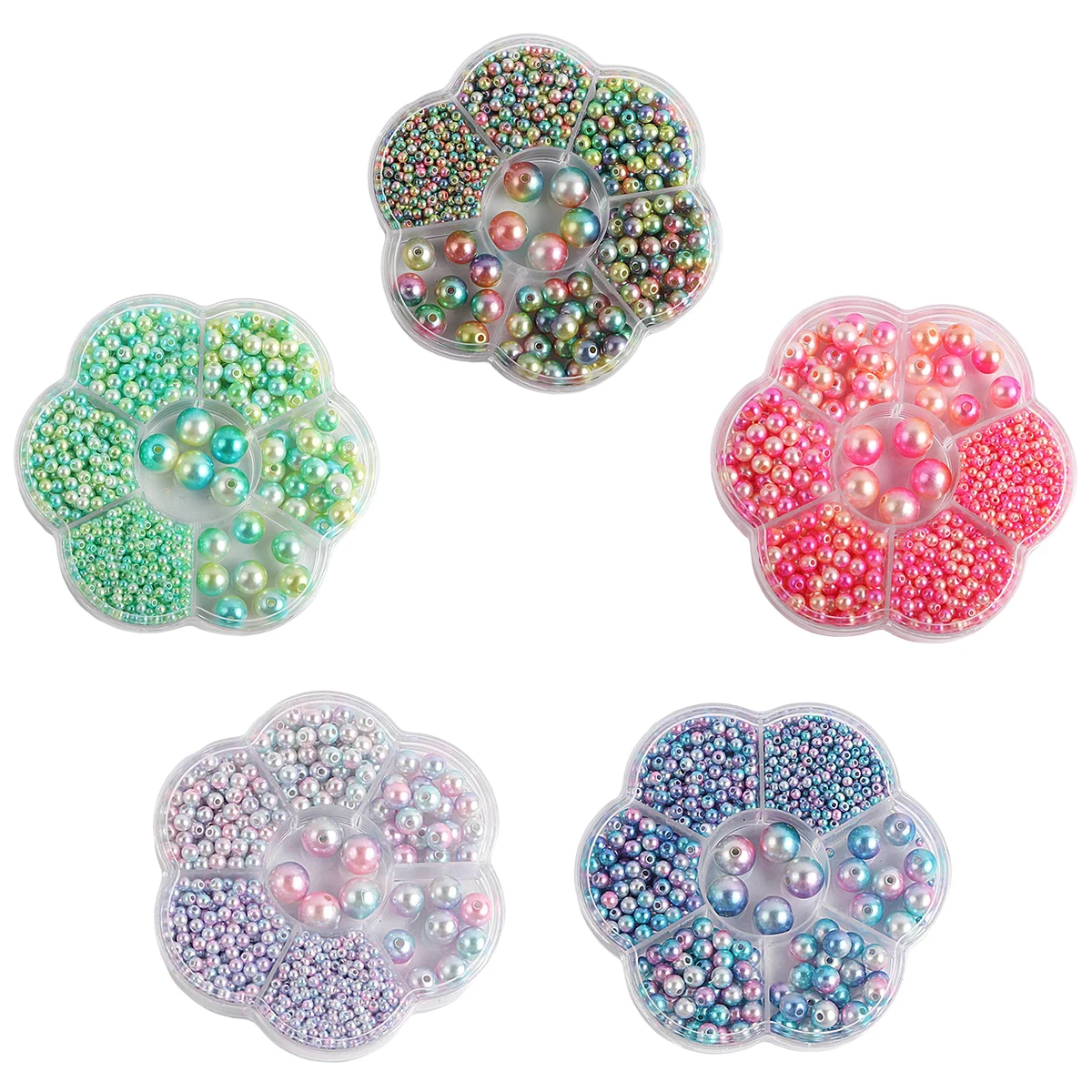 

1150pcs /lot 3-12mm blend round Perforated hole ABS imitation pearl mermaid gradient colorful bead plastic beads for needlework