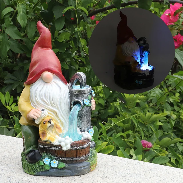 American Resin Solar Night Light Dwarf Adornments Community Square Lawn Furnishing Crafts Outdoor Park Villa Figurines Ornaments