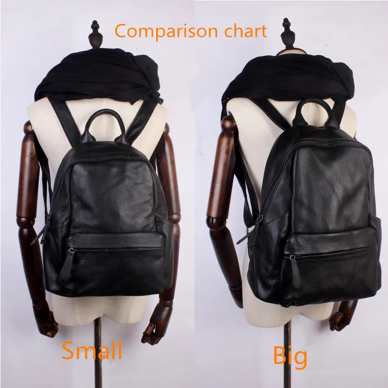 100% Soft Genuine Leather Backpacks Women Casual Cowhide Leather Backpack For Girls Travel Bag Black Classic Designer Back Pack