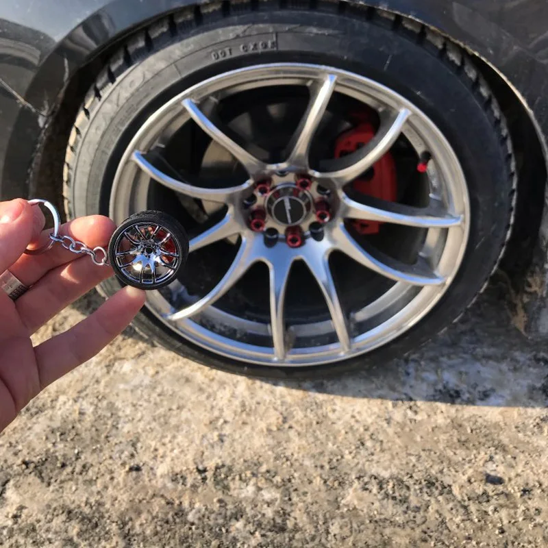 Hot RIM Car Wheel hub Keychain Key ring with Brake Discs Car Tire Wheel Keychain Auto Car Key Chain Keyring For BMW Audi fans