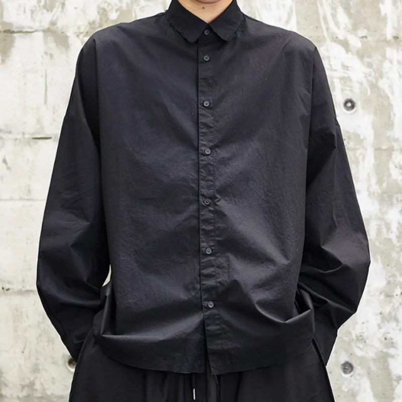 Men's Long-Sleeve Shirt Spring And Autumn New Simple Style Dark Yamamoto Style Daily Casual Fashion Loose Large Shirt