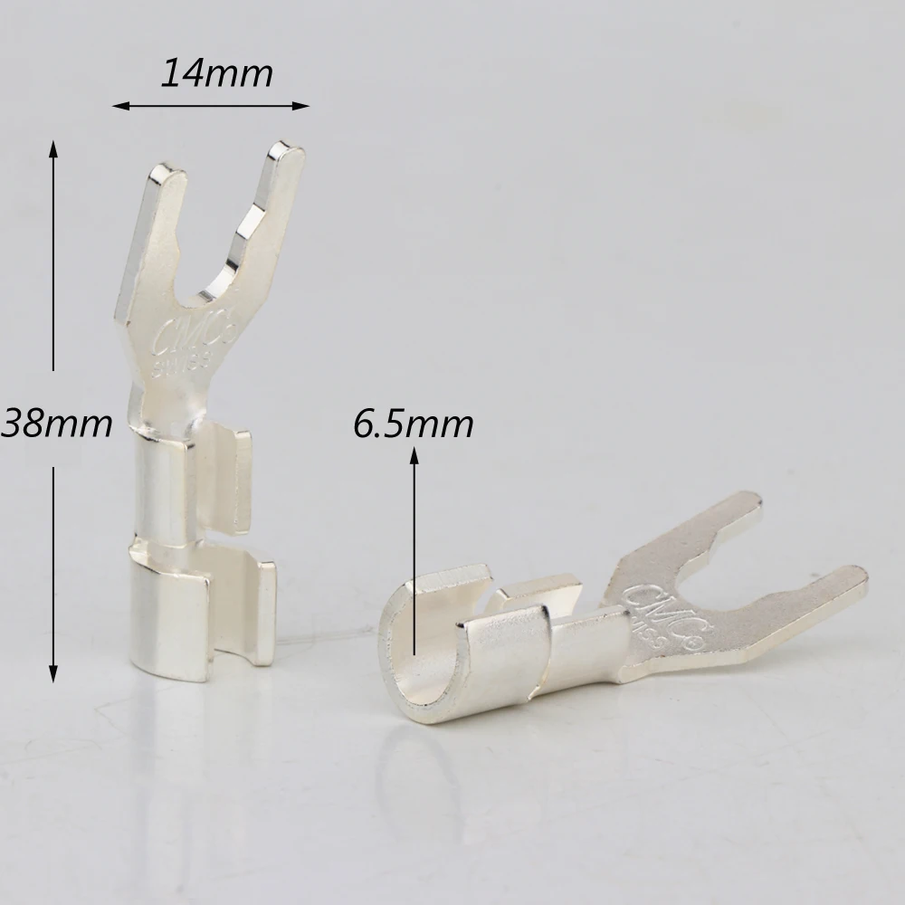 8 stück Hohe Qualität CMC Stil Y spaten Silber Überzogene Y Spaten Stecker Hifi Audio Lautsprecher Kabel Stecker Stecker