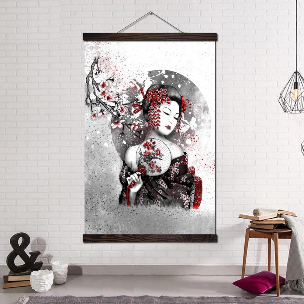 

Geisha Lady Poster Canvas Painting Prints and Posters Modern Home Decor Wall Art Pictures Frame for Living Room Japanese Art