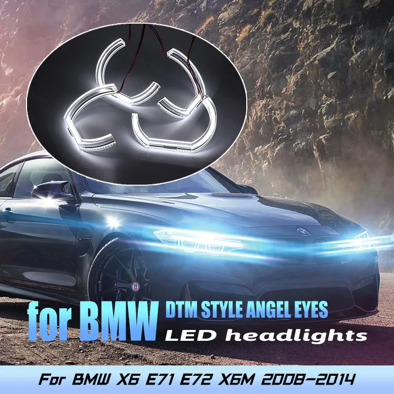 

DRL Cut Style LED Angel Eyes Kit Day Light White Crystal Angel Eyes DTM Style for BMW X6 E71 E72 X6M 2008-2014