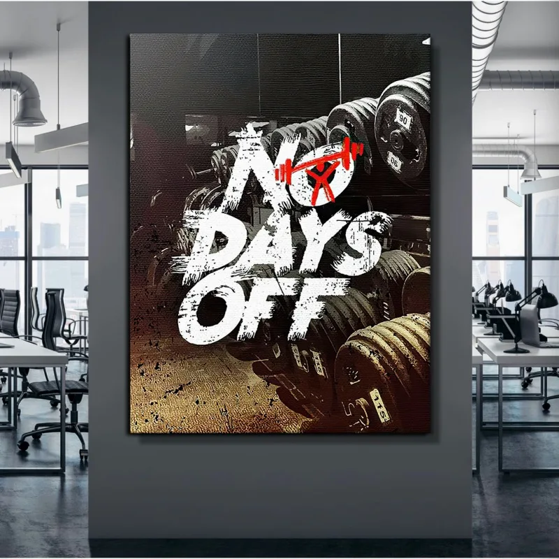 Gym Motivation Words Canvas Painting Inspring Quote Wall Art No Days Off Posters and Prints for Home Design Bodybuilding