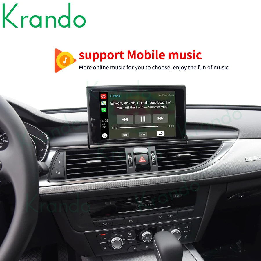 Krando Android Auto Wireless CarPlay Interface Box For Audi A6 A6L A7 A7L Module BT Siri Control MirrorLink Support Camera