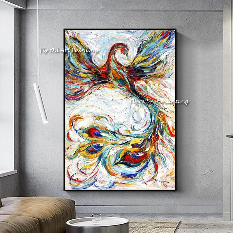 

The Hot Sales Abstract Color Birds Art Oil Paintings on Canvas Home Decor Modern Posters Animal Pictures for Living Room Cuadros