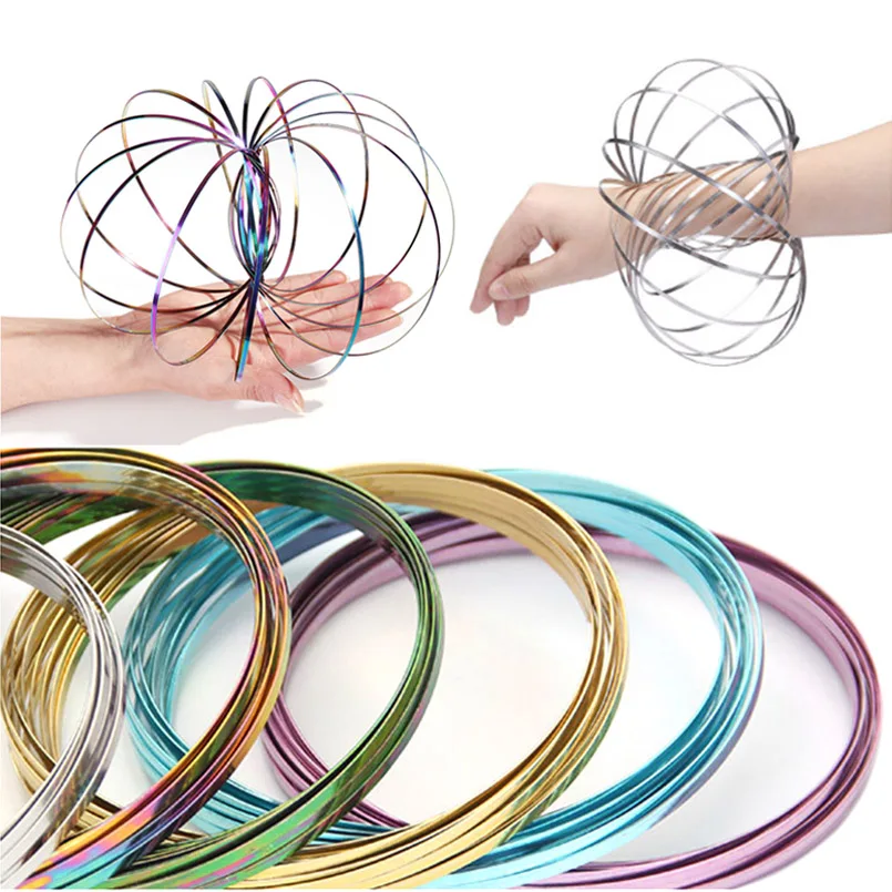 

Magic Bracelet Aniti-stress Magic Toroflux Funny Flow Ring Kinetic Spring Toys 304 Stainless Steel Flow Color Rings Toys