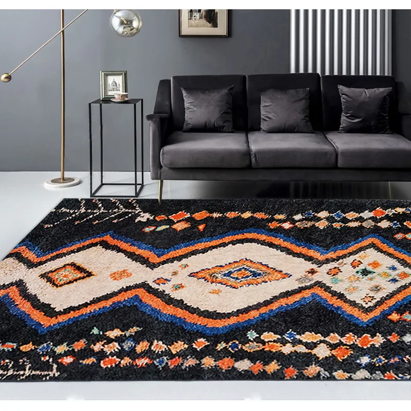Bohemian Carpet Vintage Ethnic Rug Bedside Geometric Floor Mat Soft Shaggy Carpet Living Room Bedroom American Morocco Carpet