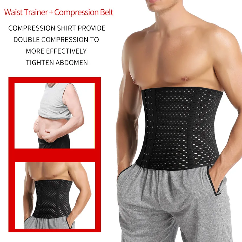 Men Slimming Belt Waist Trainer Body Shaper Trimmer Corset For Abdomen Belly Shapers Tummy Control Fitness Compression Shapewear