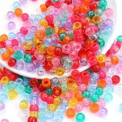 100Pcs/lot 9x6mm Transparent Glitter Plastic Pony Beads Spacer Loose Beads for Jewelry Making DIY Handmade Bracelet Accessories