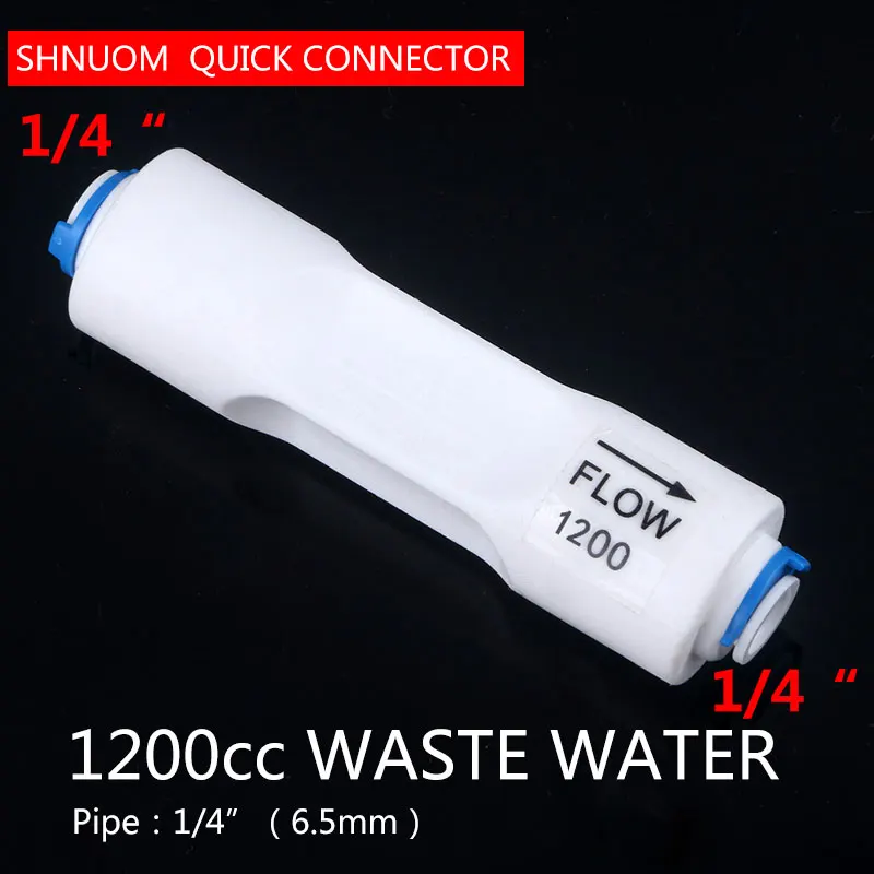 1/4 "Ống Thẳng Loại 1200CC Chất Thải Lưu Lượng Nước Regulater Restrictor Vòi Thẩm Thấu Ngược Đầu Nối Nhanh Ống Fittiing