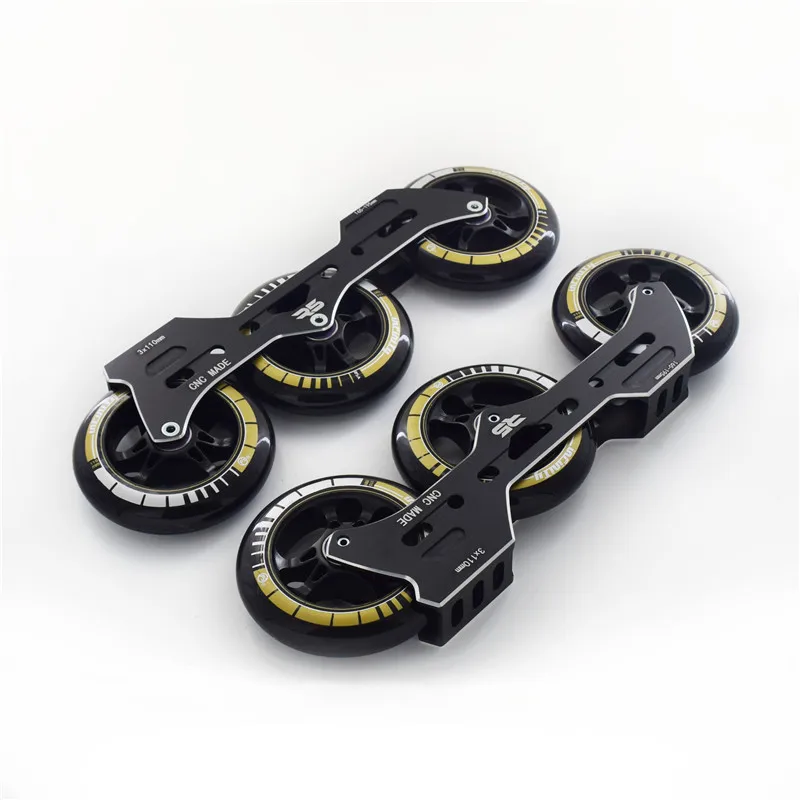 Inline Speed Skating Frame Base for Slalom Boot, 3X110mm Wheel with 165mm to 195mm Mounting Distance, CNC Alloy Good Quality