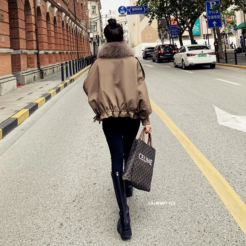 Korean 90% Down Coat Winter Women Vintage Duck Down Jacket Real Fox Fur Collar Warm Coat Thick Loose Down Parkas Outerwear YR267