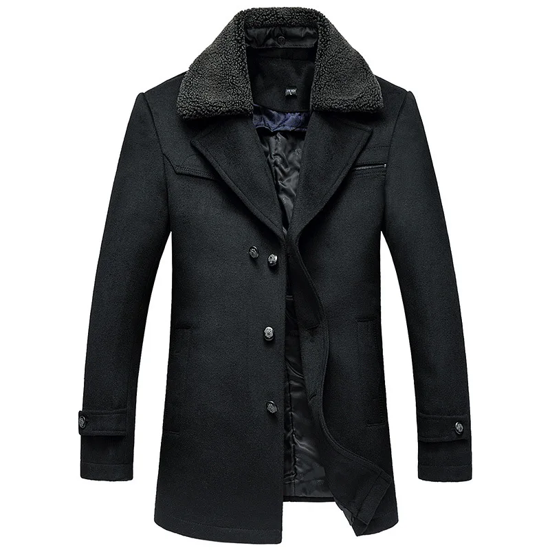 

Male New 2020 Thick Woollen Business Casual Men's Coat Autumn Winter Overcoat Fashion Blends Brand Clothing Splicing