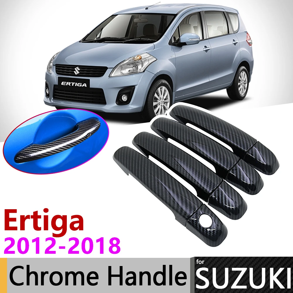 

Black Carbon Fiber Door Handle Cover for Suzuki Ertiga 2012~2018 2013 2014 2015 2016 2017 Accessories Stickers Trim Set Chrome