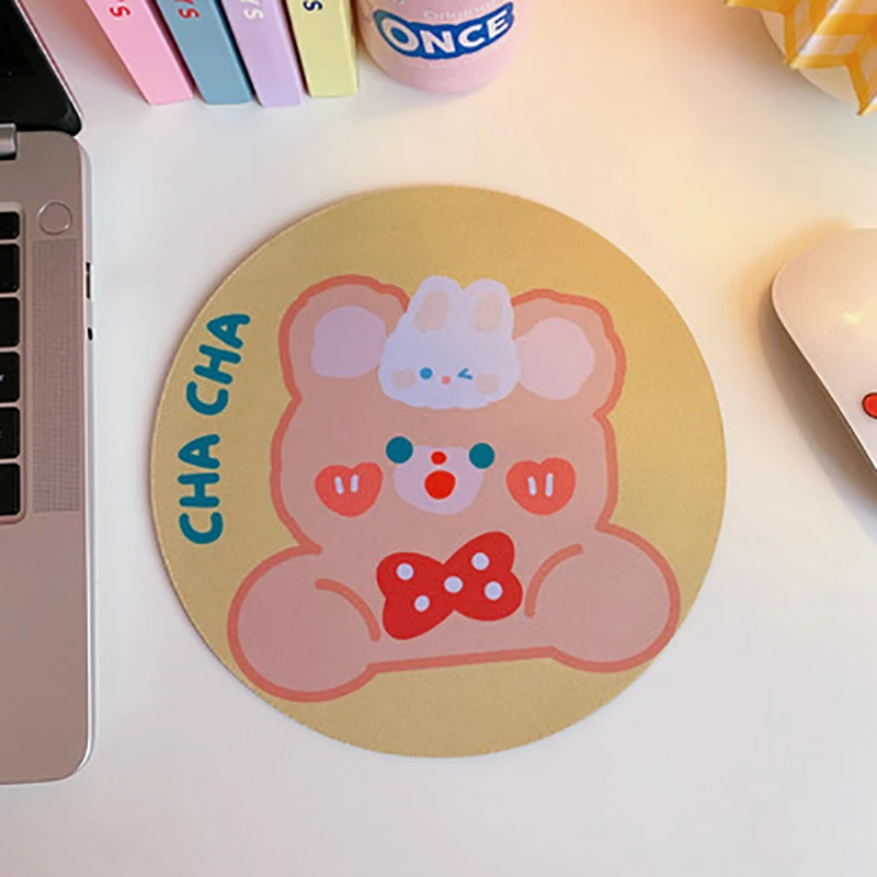 Kawaii Table Mat Ins Japanese Desktop Desk Mat Mini Cute Rabbit Bear Water Coaster Stickers Scrivania Kawaii Silicone Mouse Pad