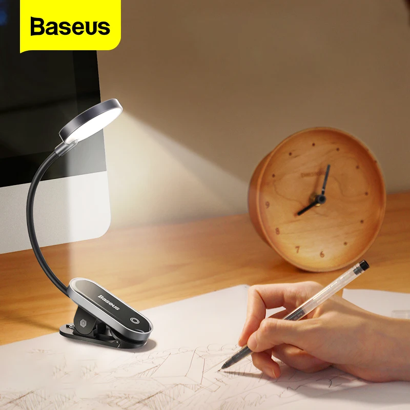 Baseus Clip Tafellamp Led Bureaulamp Flexibele Touch Studie Leeslamp Voor Slaapkamer Nachtkastje Desktop Usb Oplaadbare Tafellamp
