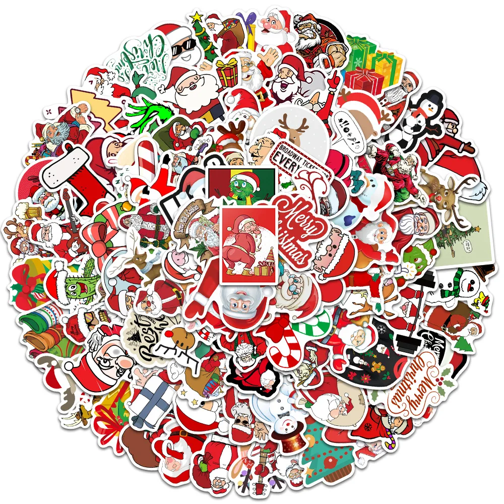 10/30/50/100PCS Cartoon Cute Santa Claus Christmas Graffiti Stickers Scooter Laptop Guitar New Year Decoration Decals Sticker F5