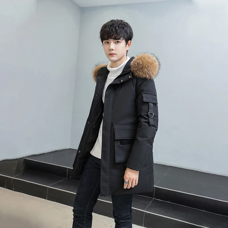 2021 new men's long down jacket winter coat men's thickened outdoor warm jacket brand white duck down big fur High quality coat