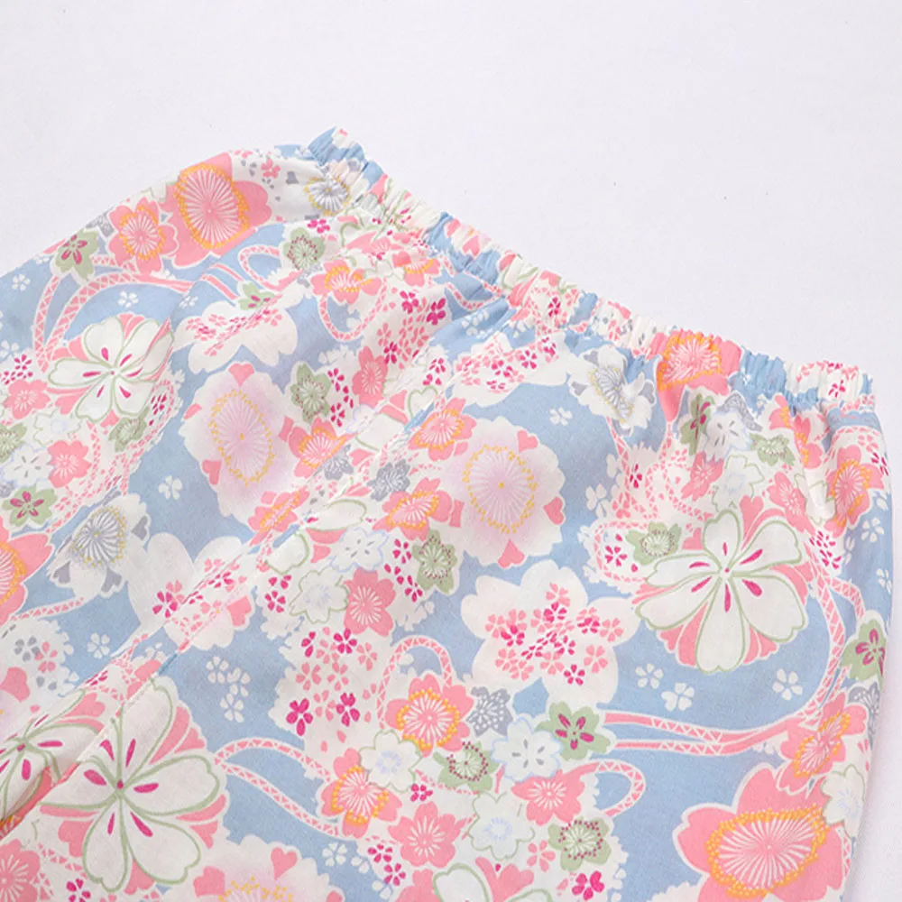 Japanese Breathable Kimono Pajamas Yukata Cotton For Women V-neck Sleepwear Trousers Lounge Loose Style Nightgown