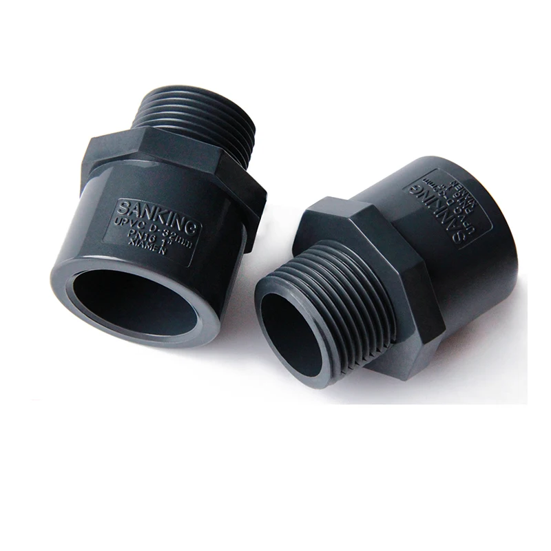 1 Chiếc Xám PVC 1/2 "~ 2" Đầu Nối 20Mm ~ 63Mm Công Nghiệp Nhựa PVC Cao Cấp ống Nước Adapter Vườn Ống Tưới Phụ Kiện