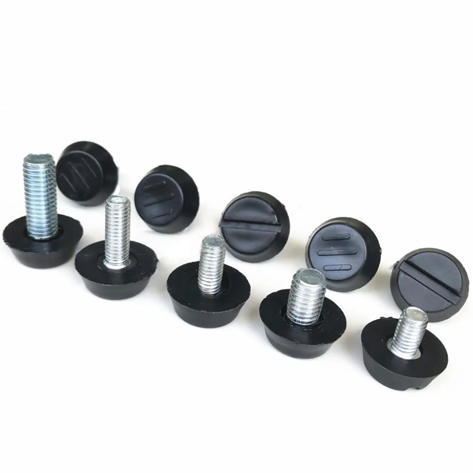 12pcs Black Nylon Furniture Table Sofa Cabinet Adjustable Balance Leg Feet Glide Slide Leveler Base M8x11 20mm Bolt Screw on Pad