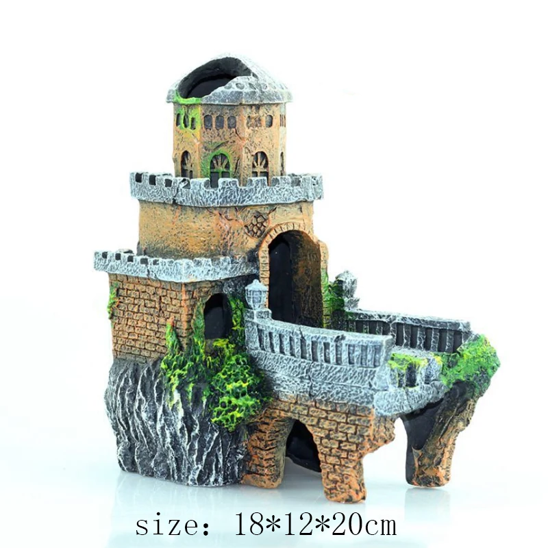 Fish Tank Aquarium Accessories Decoration Resin Castle House Aquarium Beautification Fish Tank Landscape Decoration Crafts