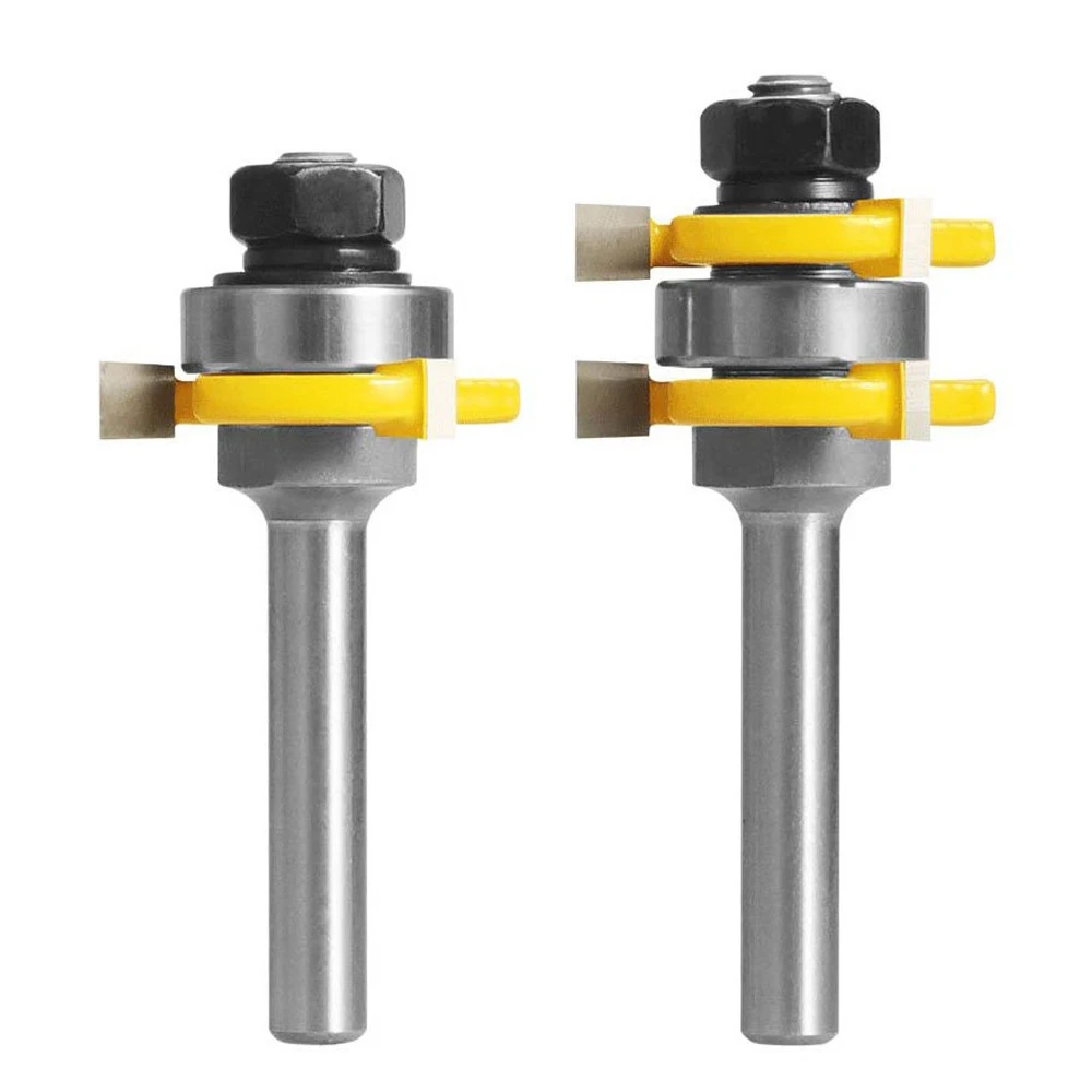 2 Chiếc 6Mm 1/4 "8Mm 12Mm 1/2" Vít Chung Hội Router Bit Bộ Lưỡi & rãnh T-Khe Cắm Dao Phay Cho Đồ Gỗ Cắt