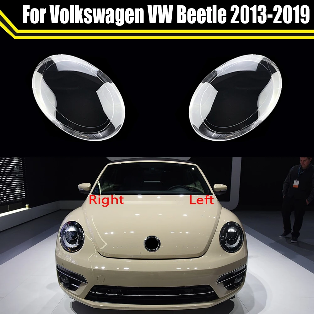 Car Transparent Cover Headlight Glass Shell Lamp Shade Headlamp Lens Cover For Volkswagen VW Beetle 2013 ~2019 Auto Light Caps