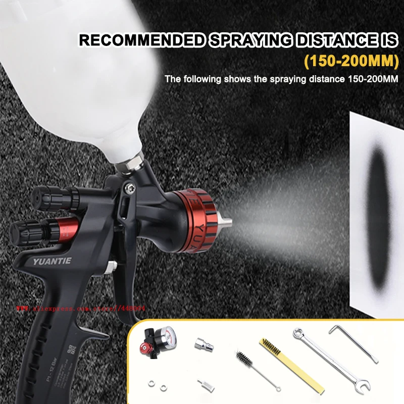 High Quality HVLP Spray Gun Gravity Spray Gun 1.3mm Nozzle 600cc Plastic Pot Ideal Car Painting Tool topcoat paint gun