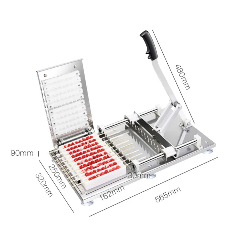 Manual Satay Skewer Machine BBQ Stainless Steel Mutton Kebab Lamb Skewer Tools Doner Kebab Meat Wear String Machine