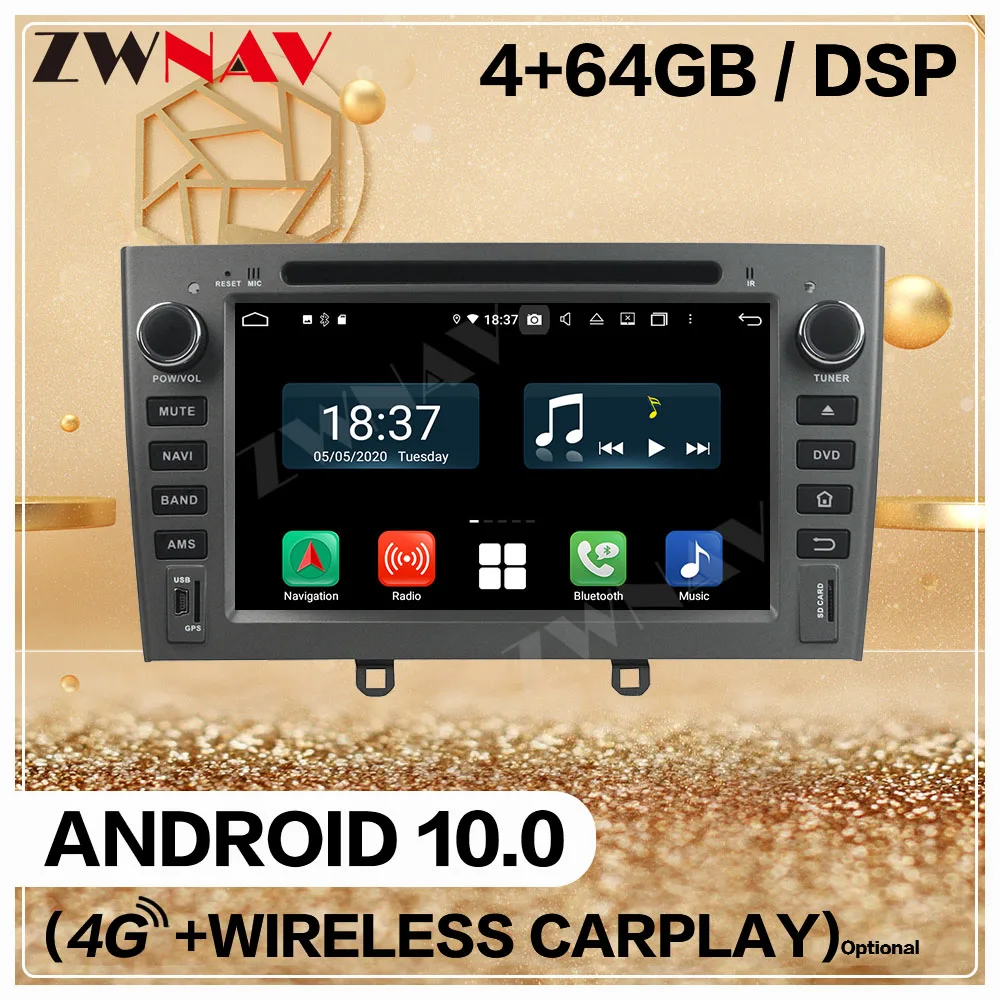 128G Carplayer 2Din For Peugeot 408 2007 2008 2009 2010 Android 10 Multimedia Player  Audio Radio GPS Navi Head Unit Auto Stereo