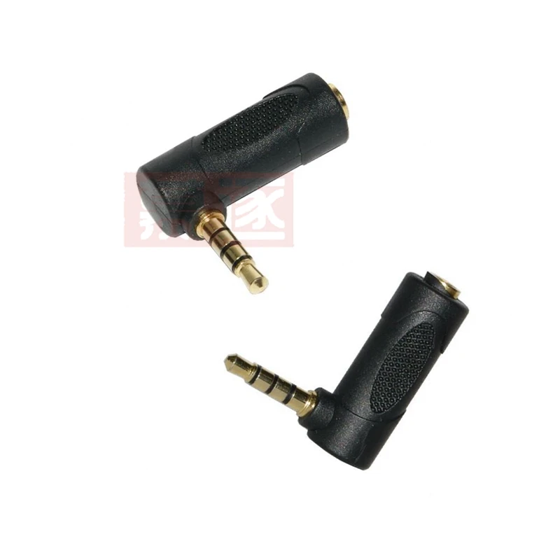 1Pcs Kupfer 3,5mm 4Pole 90 Grad Rechten Winkel Männlich zu 3,5mm 4Pole Weibliche Audio Stereo stecker L Form Jack Adapter Stecke